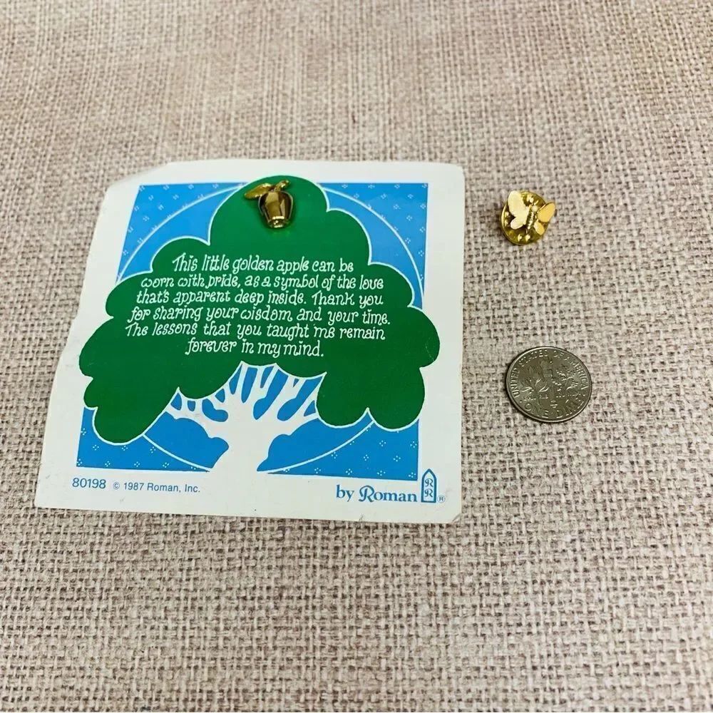 VTG Roman Gold Apple‎ Pin and Yellow Butterfly Pin